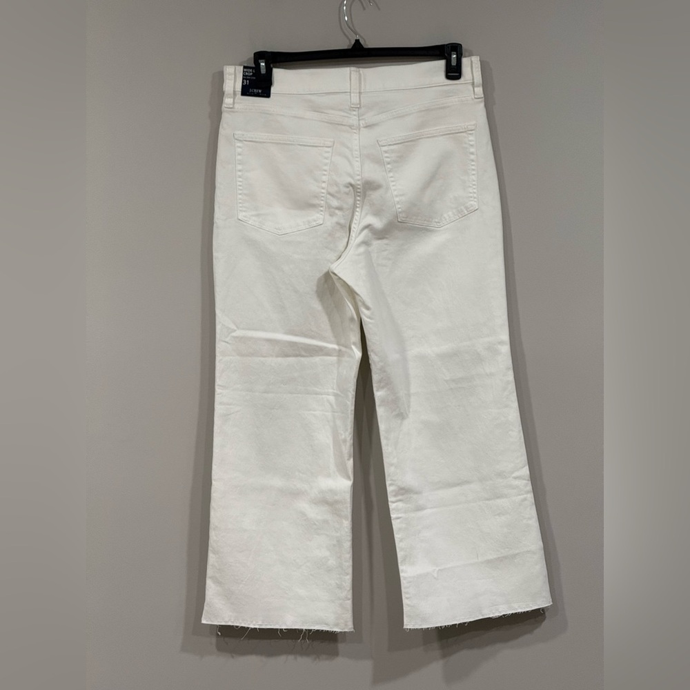 J. Crew White Wide-Leg Cut Hem Crop Jeans 31 NWT - Picture 4 of 7